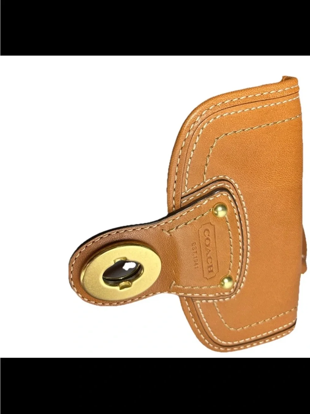 Coach Legacy Bi-Fold Wallet, Whiskey Leather, Brass Turn-Lock, RARE/VINTAGE NEW